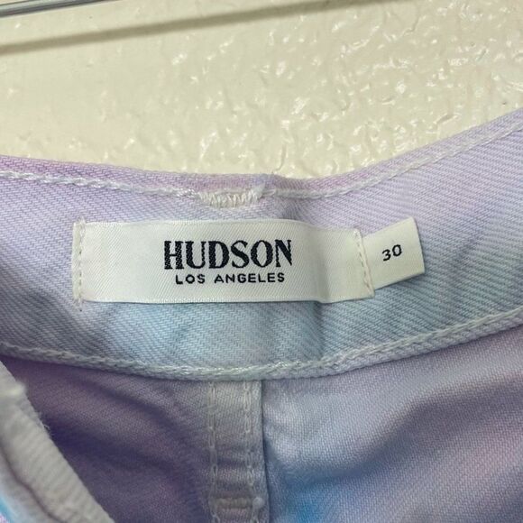 Hudson Lori High Rise Shorts Blue and Purple Tie Dye Denim Cutoffs Size 30 New - Picture 9 of 15